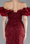 Abendkleid im Meerjungfrau-Stil Lang Weinrot ABU4509