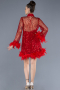 Partykleid Kurz Schuppig Rot ABK2202
