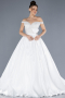 Brautkleid in Großen Größen Lang Satin Weiß ABG092
