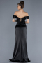 Abschlusskleid Lang Satin Schwarz ABU4582