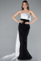 Abendkleid Lang Schwarz-Weiß ABU4893