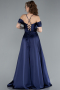 Abschlusskleid Lang Satin Marineblau ABU4703