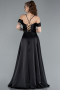 Abschlusskleid Lang Satin Schwarz ABU4703