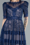 Marineblau Abendkleid Spitze Midi ABK1388