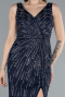 Marineblau Abendkleid İm Meerjungfrau-Stil Lang ABU5496