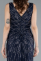 Marineblau Abendkleid İm Meerjungfrau-Stil Lang ABU5496