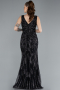 Abendkleid im Meerjungfrau-Stil Lang Schwarz ABU5496