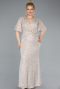 Beige Abendkleid İn Übergröße Lang ABU4542