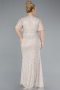 Beige Abendkleid İn Übergröße Lang ABU4542