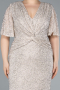 Beige Abendkleid İn Übergröße Lang ABU4542