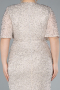 Beige Abendkleid İn Übergröße Lang ABU4542