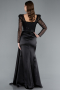 Abendkleid Lang Satin Schwarz ABU4781
