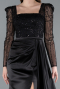 Abendkleid Lang Satin Schwarz ABU4781