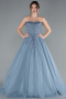 Rauchblau Designer Abendkleid Lang ABU4431