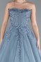 Rauchblau Designer Abendkleid Lang ABU4431