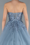 Rauchblau Designer Abendkleid Lang ABU4431