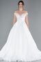 Hochzeitskleider Lang Satin Weiß ABG091