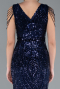 Abendkleid im Meerjungfrau-Stil Lang Schuppig Marineblau ABU3842