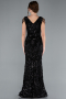Abendkleid im Meerjungfrau-Stil Lang Schuppig Schwarz ABU3842