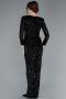 Abendkleid Lang Schuppig Schwarz ABU4763