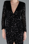 Abendkleid Lang Schuppig Schwarz ABU4763