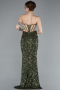 Abendkleid im Meerjungfrau-Stil Lang Schuppig Khaki ABU4790