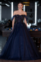 Designer Abendkleid Lang Marineblau ABU4762