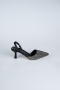 Stiletto Steinbesetzt Schwarz-Silber AB1127