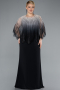 Abendgarderobe in Großen Größen Lang Chiffon Schwarz ABU4820