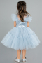 Abendkleid für Kinder Kurz Grau-Indigo ABK2067