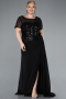 Abendkleid in Übergröße Lang Chiffon Schwarz ABU4806
