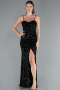 Abendkleid Lang Schuppig Schwarz ABU4842
