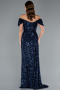 Abendkleid Lang Schuppig Marineblau ABU4843