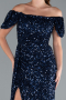 Abendkleid Lang Schuppig Marineblau ABU4843