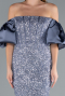 Grau-Indigo Abendkleid İm Meerjungfrau-Stil Lang ABU4308