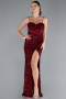 Abendkleid Lang Schuppig Weinrot ABU4842