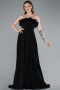Abschlusskleid Lang Chiffon Schwarz ABU4866