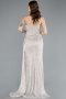 Abendkleid Lang Perlenbesetzt Beige ABU4871
