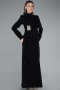Hijab-Abendkleid Lang Chiffon Schwarz ABU4879