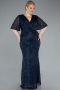 Abendkleid in Übergröße Lang Marineblau ABU4542