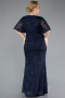 Abendkleid in Übergröße Lang Marineblau ABU4542