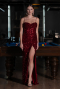 Abendkleid Lang Schuppig Weinrot ABU4842