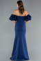 Abendkleid im Meerjungfrau-Stil Lang Marineblau ABU5013