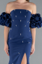 Abendkleid im Meerjungfrau-Stil Lang Marineblau ABU5013
