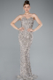 Abendkleid Lang Schuppig Beige ABU4910