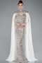 Abendkleid Lang Schuppig Beige ABU4910
