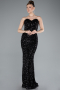 Abendkleid Lang Schuppig Schwarz ABU4910