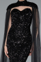 Abendkleid Lang Schuppig Schwarz ABU4910