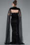Abendkleid Lang Schuppig Schwarz ABU4910
