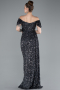 Anthrazit Abendkleid Schuppig Lang ABU4843
